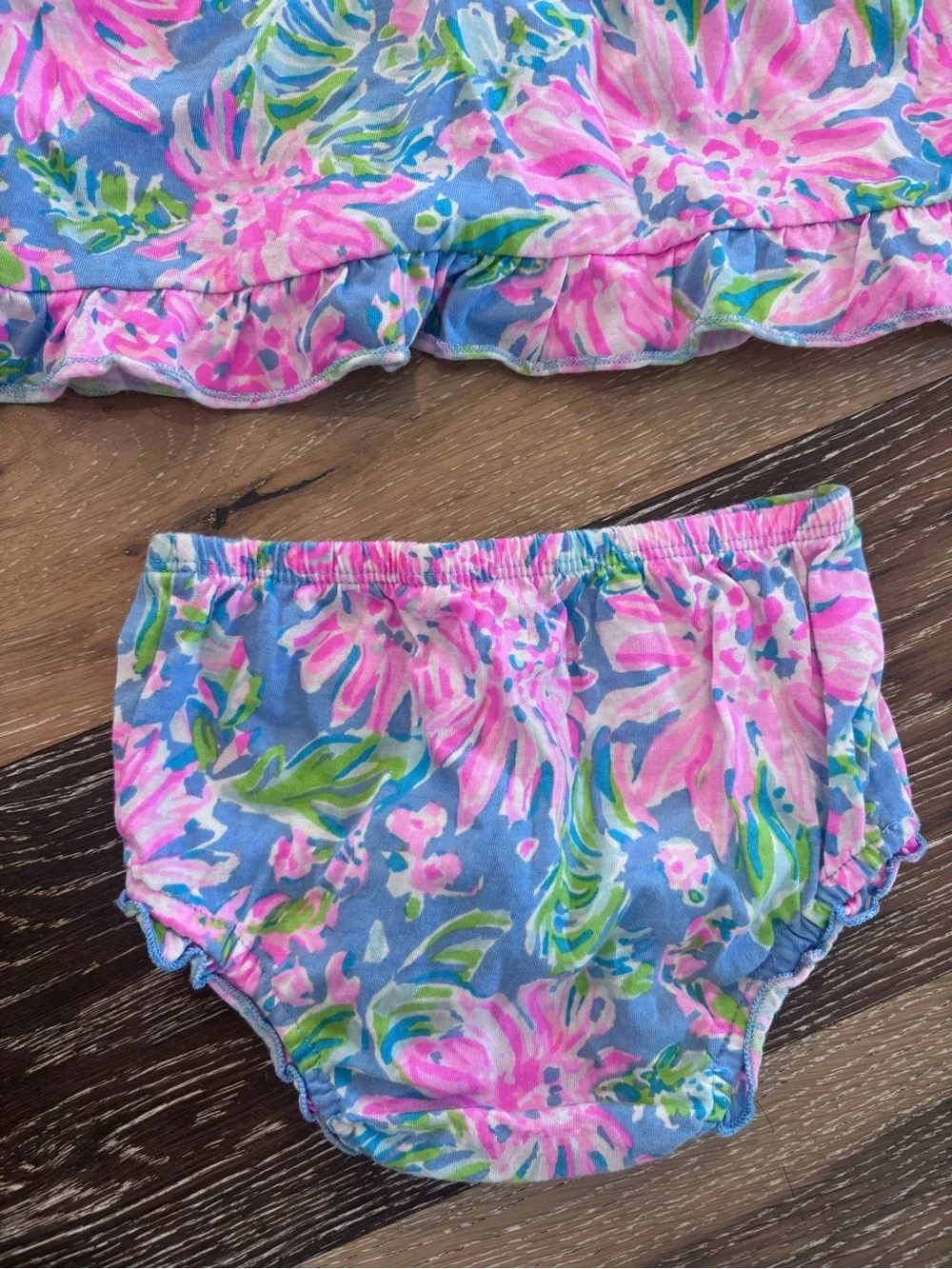 Lilly Pulitzer Baby Girl Floral Tunic Bloomer Set Pink Blue 6-12M